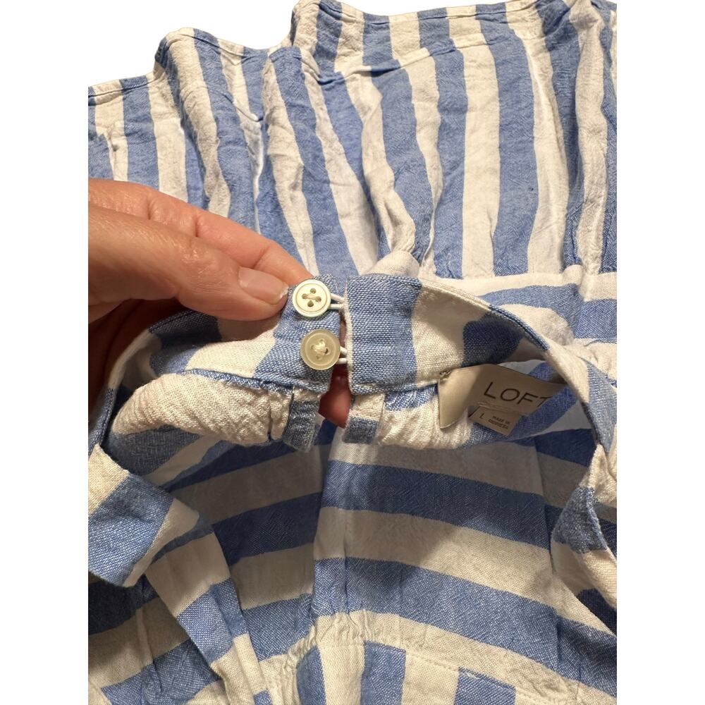 Ann Taylor Loft Blue and White Striped Linen Viscose Blend Tank Top Size Large - Picture 3 of 8